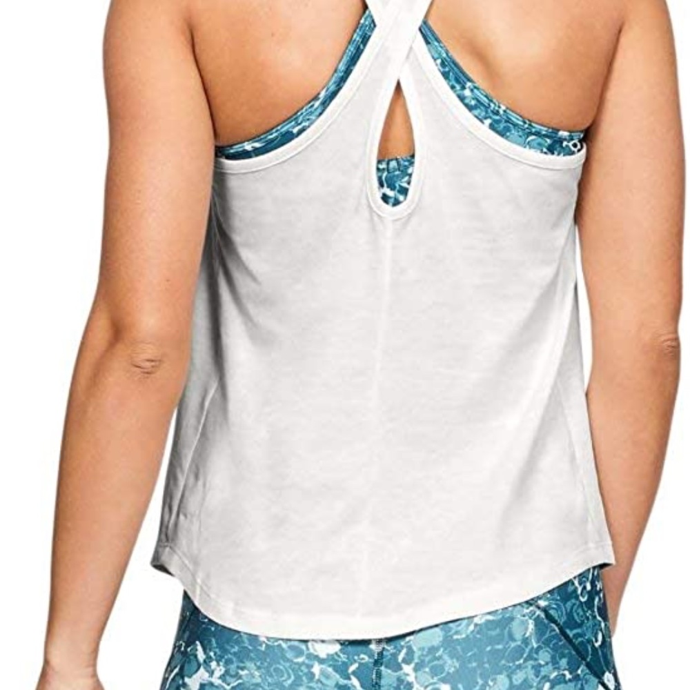 NWT Under Armour LIVE X-BACK TANK BLANK White